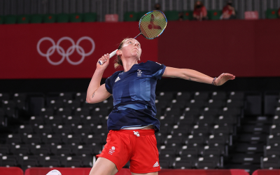 Kirsty Gilmour in action in her women's singles opener