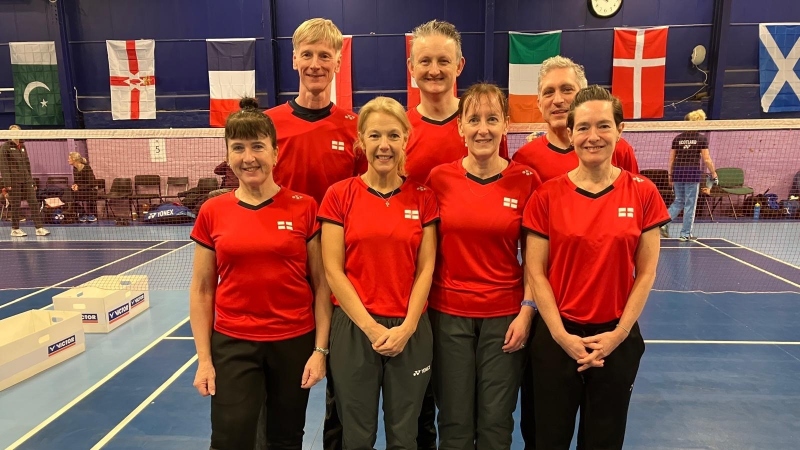 O50s team pose in England kit at the McCoig Masters International