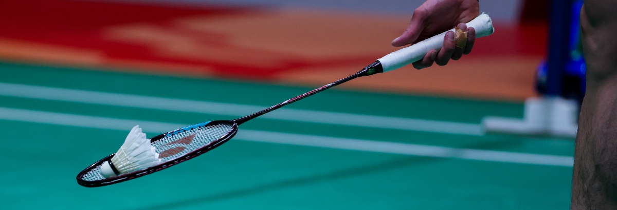 Badminton racket with shuttlecock